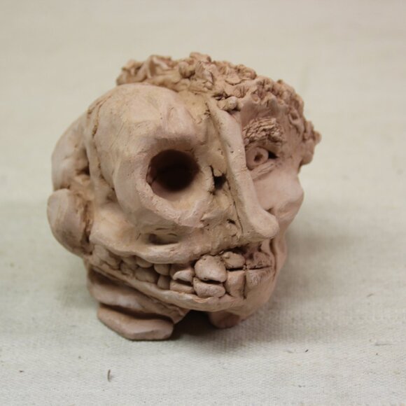 Ugly Pottery Clay Head Face Handmade Unique Eclectic Weird Strange Art - Picture 10 of 12